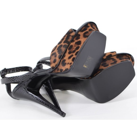 New YSL Saint Laurent TRIBUTE 105 Snakeskin Leopard Print Pony Hair Shoes 40 10 - Picture 8 of 11